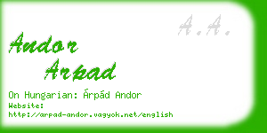 andor arpad business card